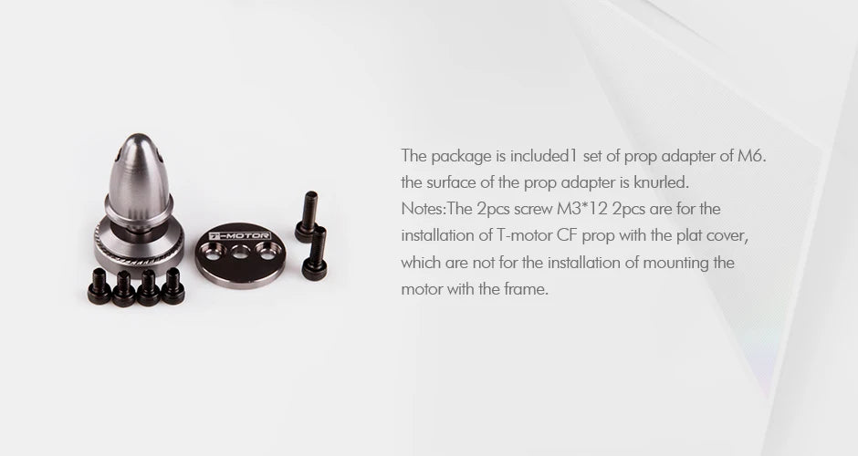 T-motor. the package is included set of prop adapter of M6. screw M3*12