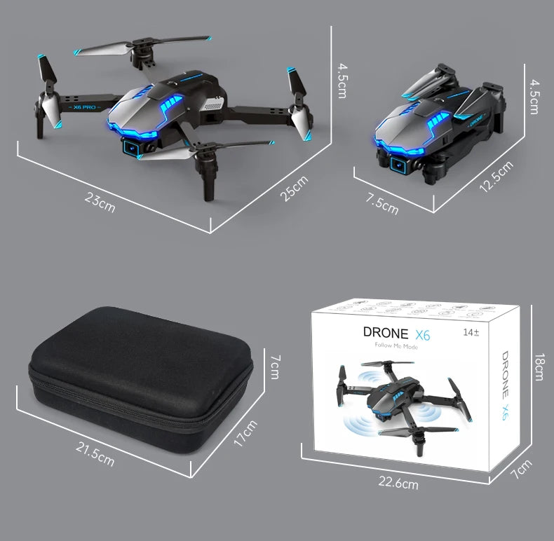 X6 Pro Drone - 4K Ultra HD Camera 120° Adjustable Lens Mini Dron 1800mAh 2.4G Infrared Obstacle Avoidance Quadcopter Toy Gift for Kids 44 X6 Pro Drone, no video capture resolution : 1080p fhd video
