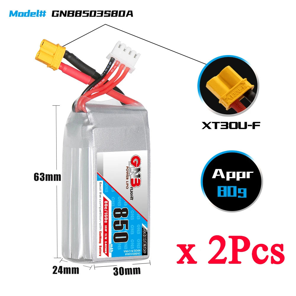 GaoNeng GNB 2S 3S 4S 6S 850mAh 80C LiPo Battery For FPV Drone