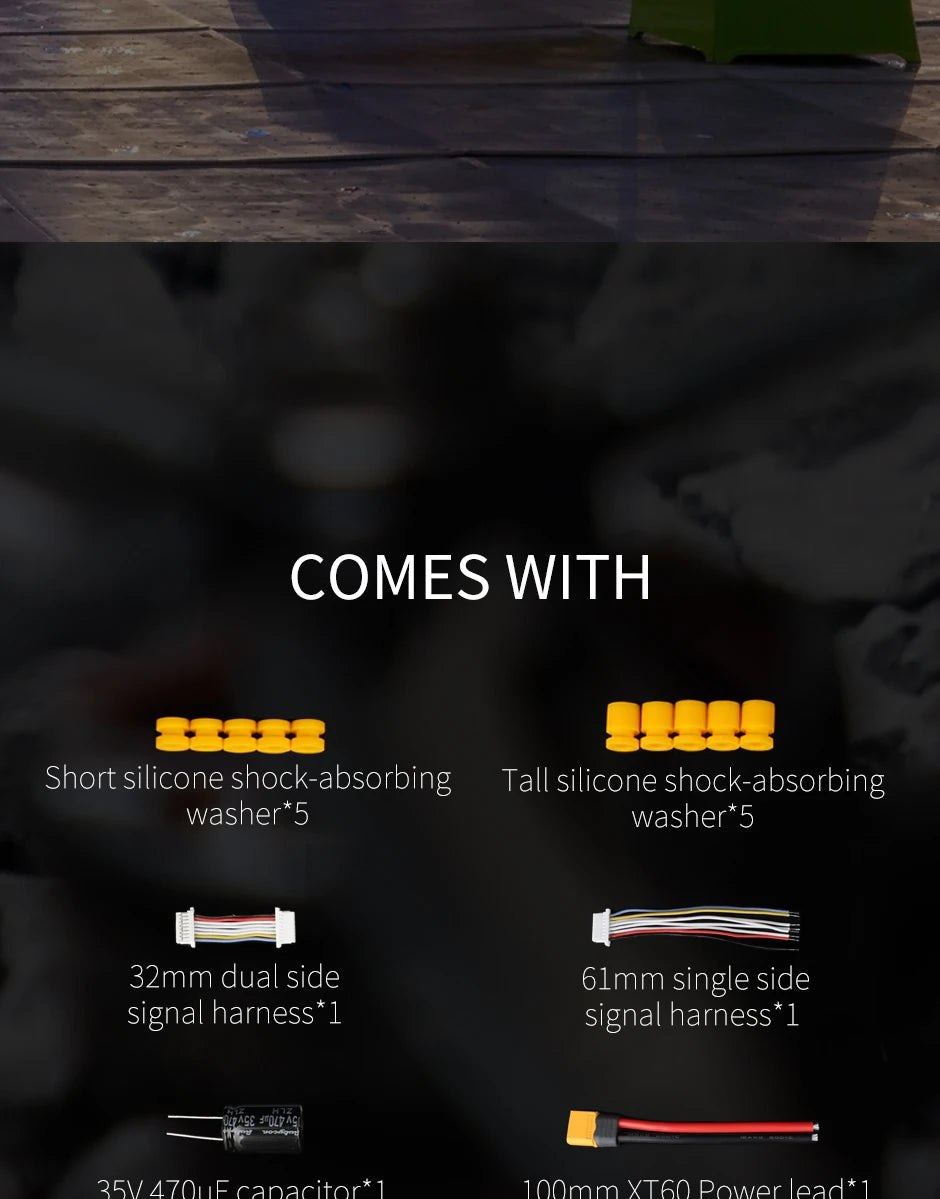 COMES WITH Short silicone shock-absorbing Tall silicone shock absorber*5 washer*5 32