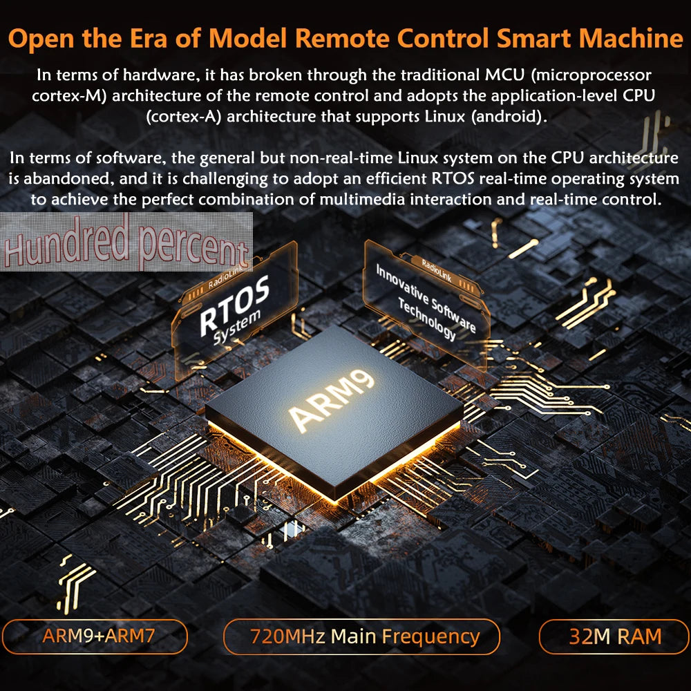 Radiolink RC8X 2.4G 8 Channels Radio Transmitter, it has broken through the traditional MCU (microprocessor cortex-M) architecture of the