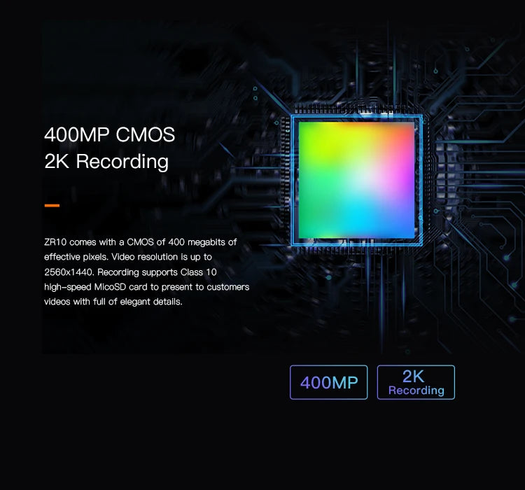 4OOMP CMOS 2K Recording supports Class 10 high speed MIcoSD card