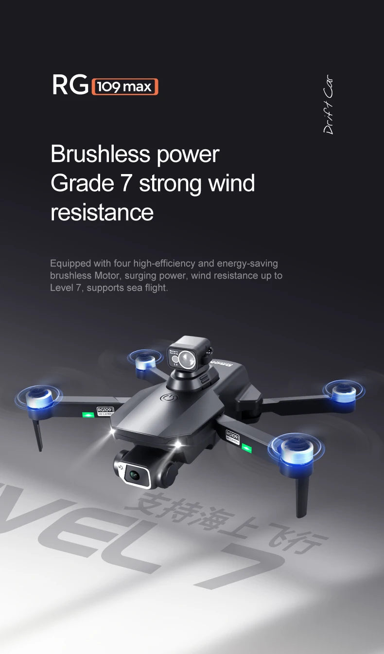 RG109 PRO MAX GPS Drone, RGloomax 1 Brushless power Grade 7 strong wind resistance . supports sea flight