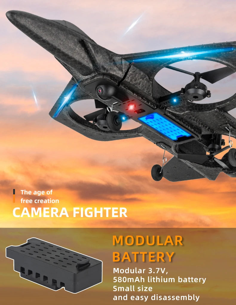 X66 Foam RC Airplane - with 108p 120° Wide Angle Camera Radio Controlled Palne Remote Control Aircraft Fighter Drone Toys for Boys 14 X66 Foam RC Airplane, the age of free creation CAMERA FIGHTER MODULAR BATTERY Mod
