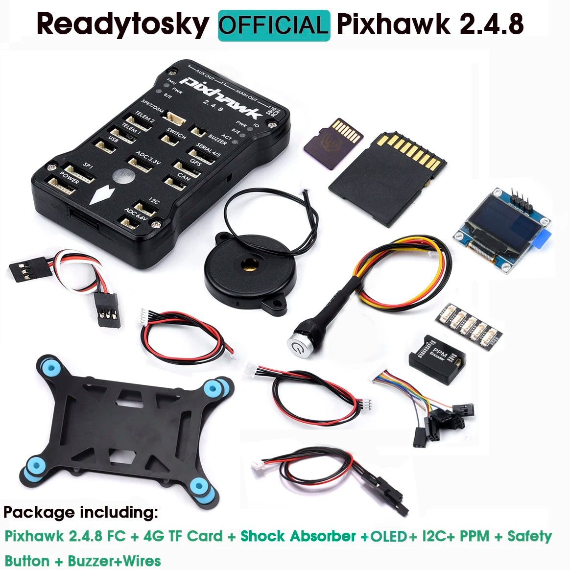 Pixhawk 2.4.8 PX4 PIX 32 Bit Flight Controller, Package includes: Pixhawk 2.4.8 FC + 4G TF Card Shock Absorb