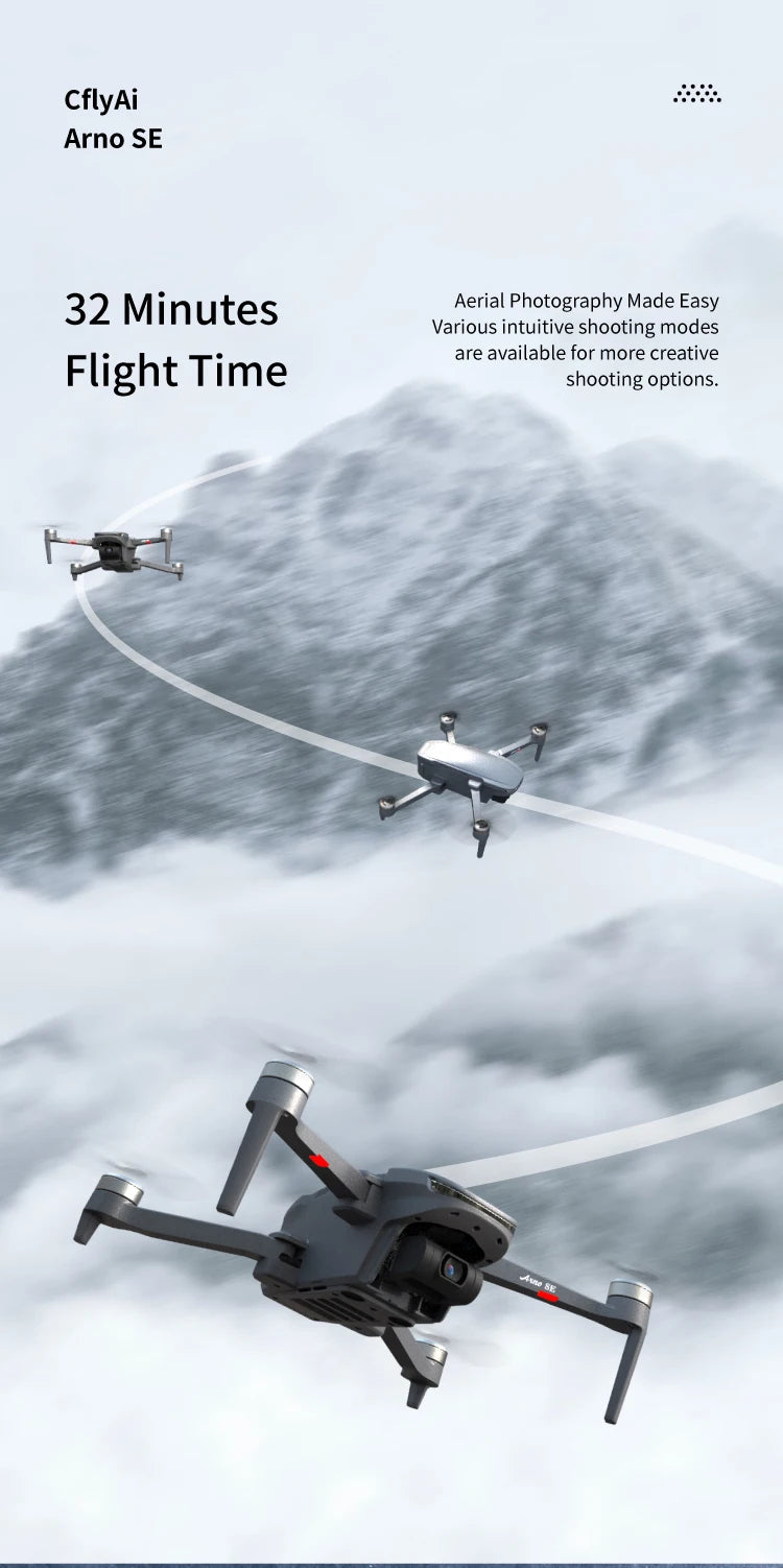 C-FLY Arno SE MAX Drone - Profesional 4K HD Camera 3-Axis Micro Gimbal 5G Wifi GPS Drone With HD Camera FPV Brushless Foldable RC Quadcopter Professional Camera Drone 29 C-FLY Arno SE MAX Drone, CflyAi Arno SE 32 Minutes Aerial Photography Made Easy