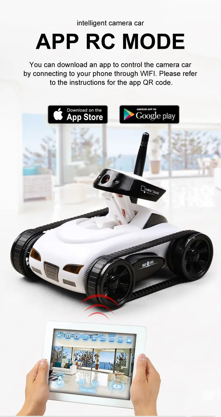 intelligent camera car APP RC MODE can download an app to control the camera car by