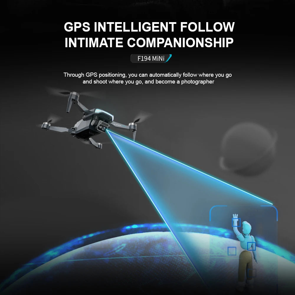 F194 GPS Drone - 1KM 5G 4K HD Dual Camera Fixed Height Brushless WIFI FPV Foldable Quadcopter Professional Camera Drone 21 F194 GPS Drone, GPS INTELLIGENT FOLLOW INTIMATE COMPANIONSHIP F19