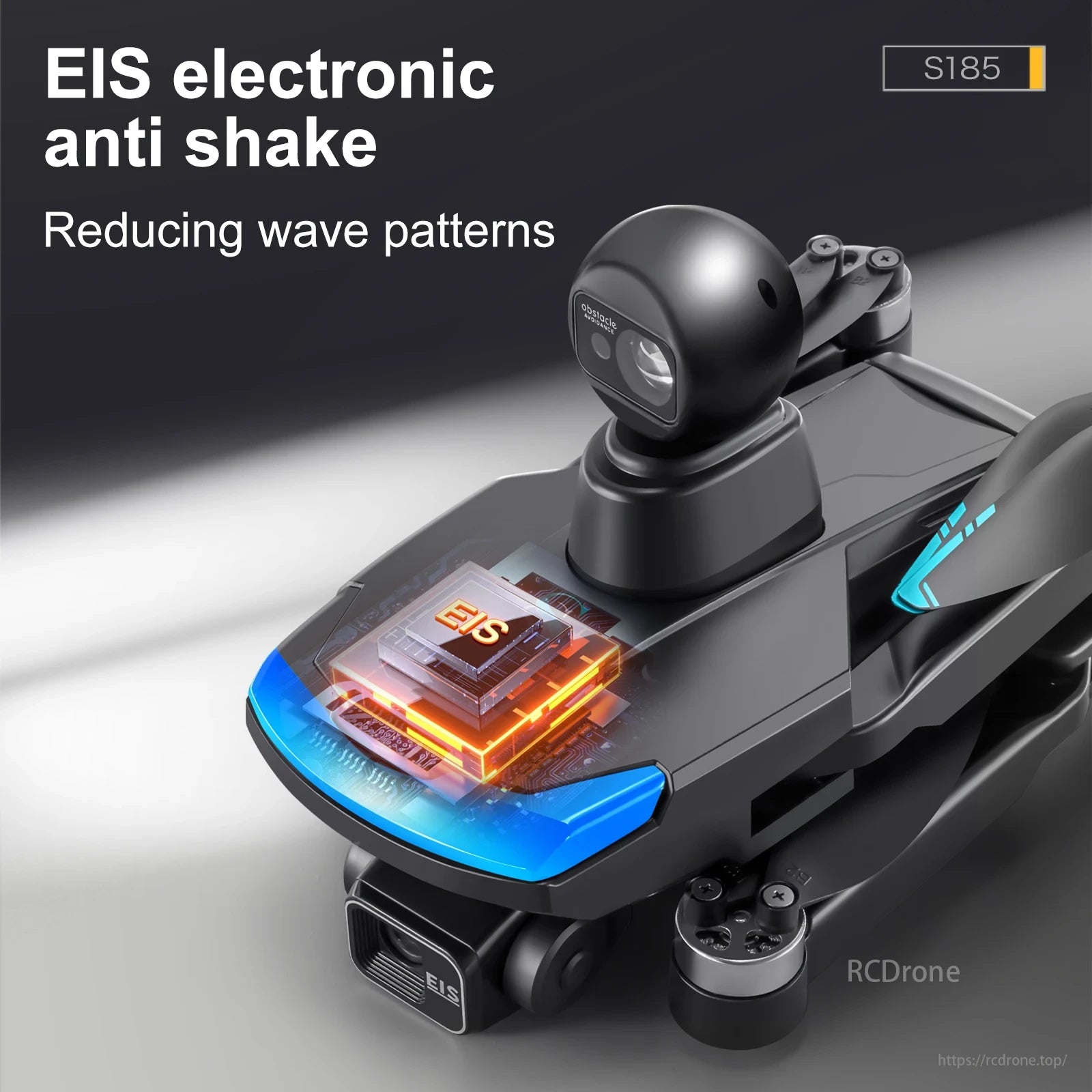 S185 GPS Drone, EIS electronic anti-shake technology reduces wave patterns, enhancing video stability and clarity.