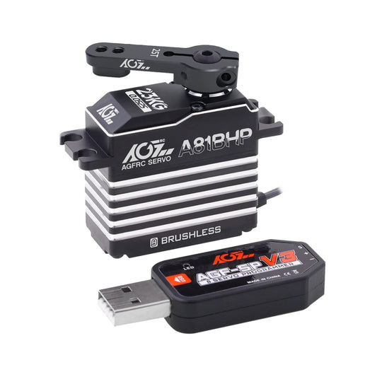 AGFRC A81BHP - 23KG Super Speed Steel Gears HV Brushless Programmable Standard Steering Servo For 1/8 RC Truck Car Boat Aircraft