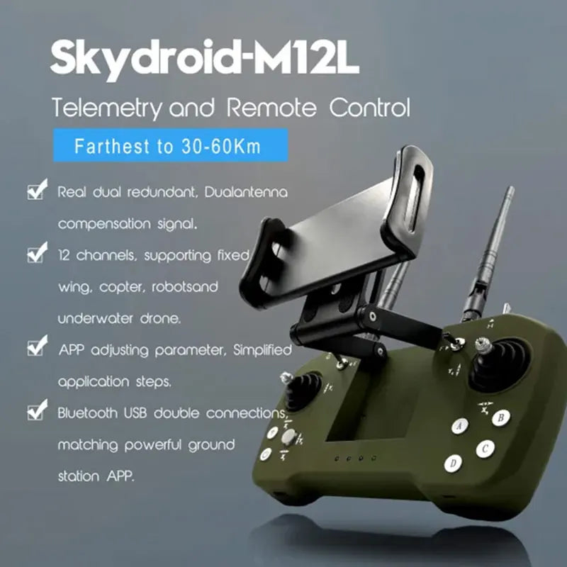 Skydroid M12L, Professional UAV digital radio system with 30-60km range, multiple features and connectivity options.
