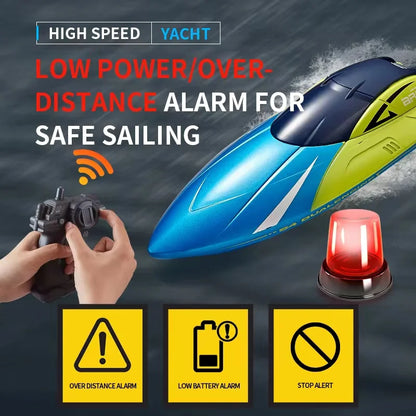 S4 RC Boat, High-speed RC yacht with low power and over-distance alarm for safe sailing.