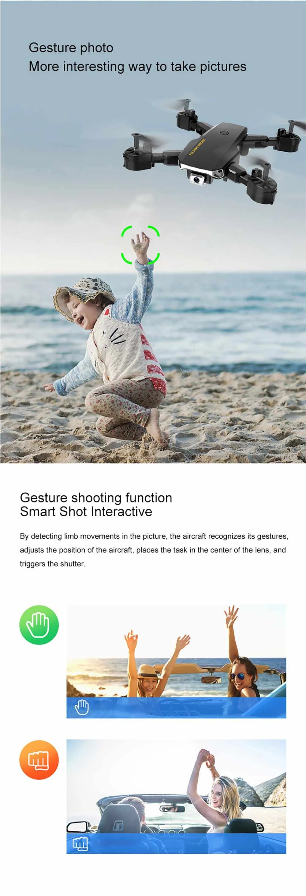 Eachine S60 Mini Drone - 4K Profesional WIFI FPV HD Camera Optical Flow Positioning 15mins Flight Time Foldable RC Drone Quadcopter RTF 12 Eachine S60 Mini Drone, gesture photo more interesting way to take pictures by detecting limb movements