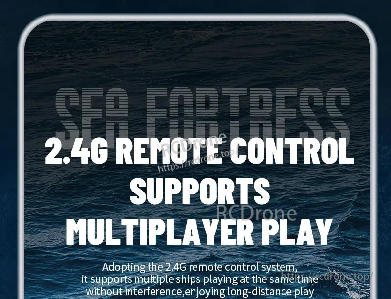 S19 RC Warship, The 2.4G remote allows multiple ships to operate simultaneously without interference, enabling long-distance, multiplayer play.