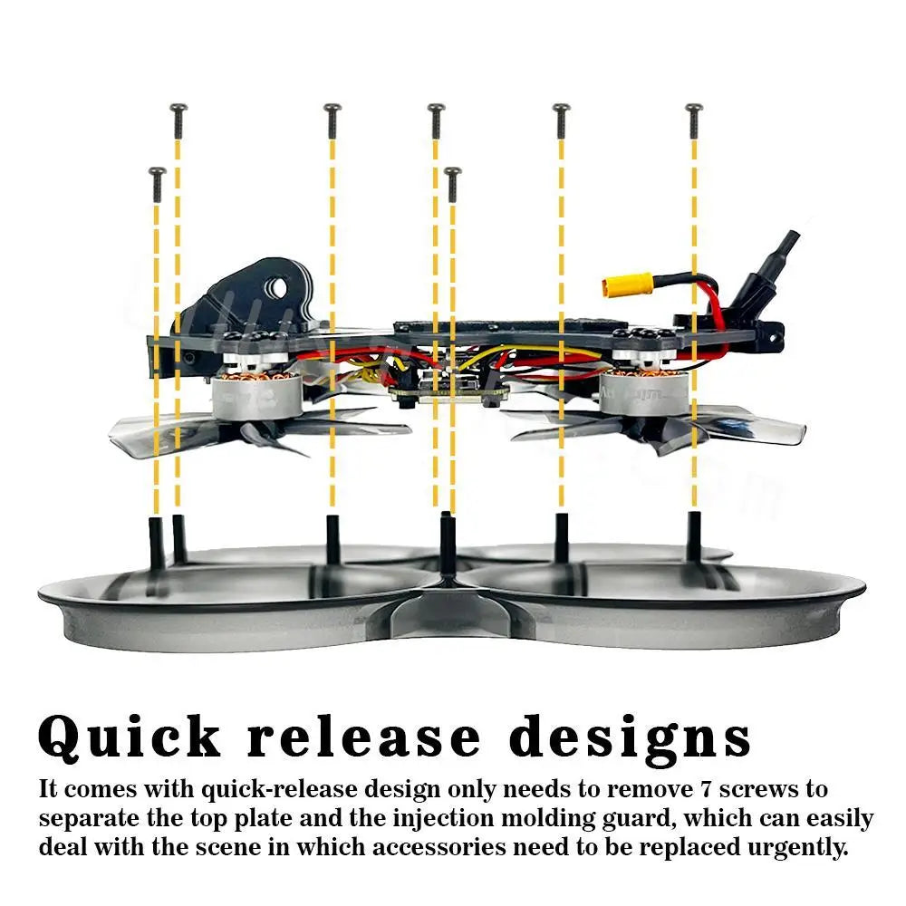 DarwinFPV CineApe 25 FPV Drone - 112mm 4S Cinematic Whoop Analog/ AVATAR MINI HD 1504 3600KV Motor FPV Racing RC Drone PNP/BNF 5 DarwinFPV CineApe 25 FPV Drone, quick release designs It comes with quick-release design only needs to remove 7 screws to separate the
