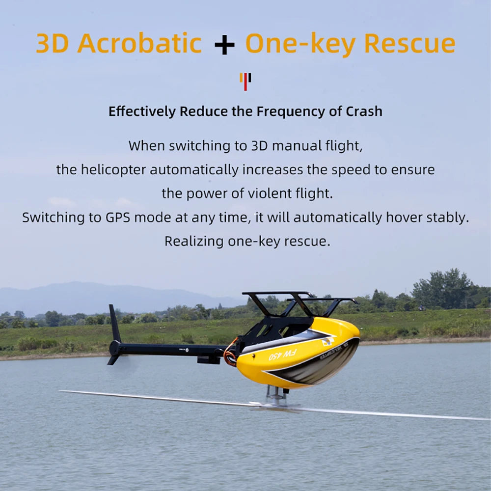 Fly Wing FW450L V2.5 RC Helicopters, 3D Acrobatic One-key Rescue Effectively Reduce the Frequency of Crash