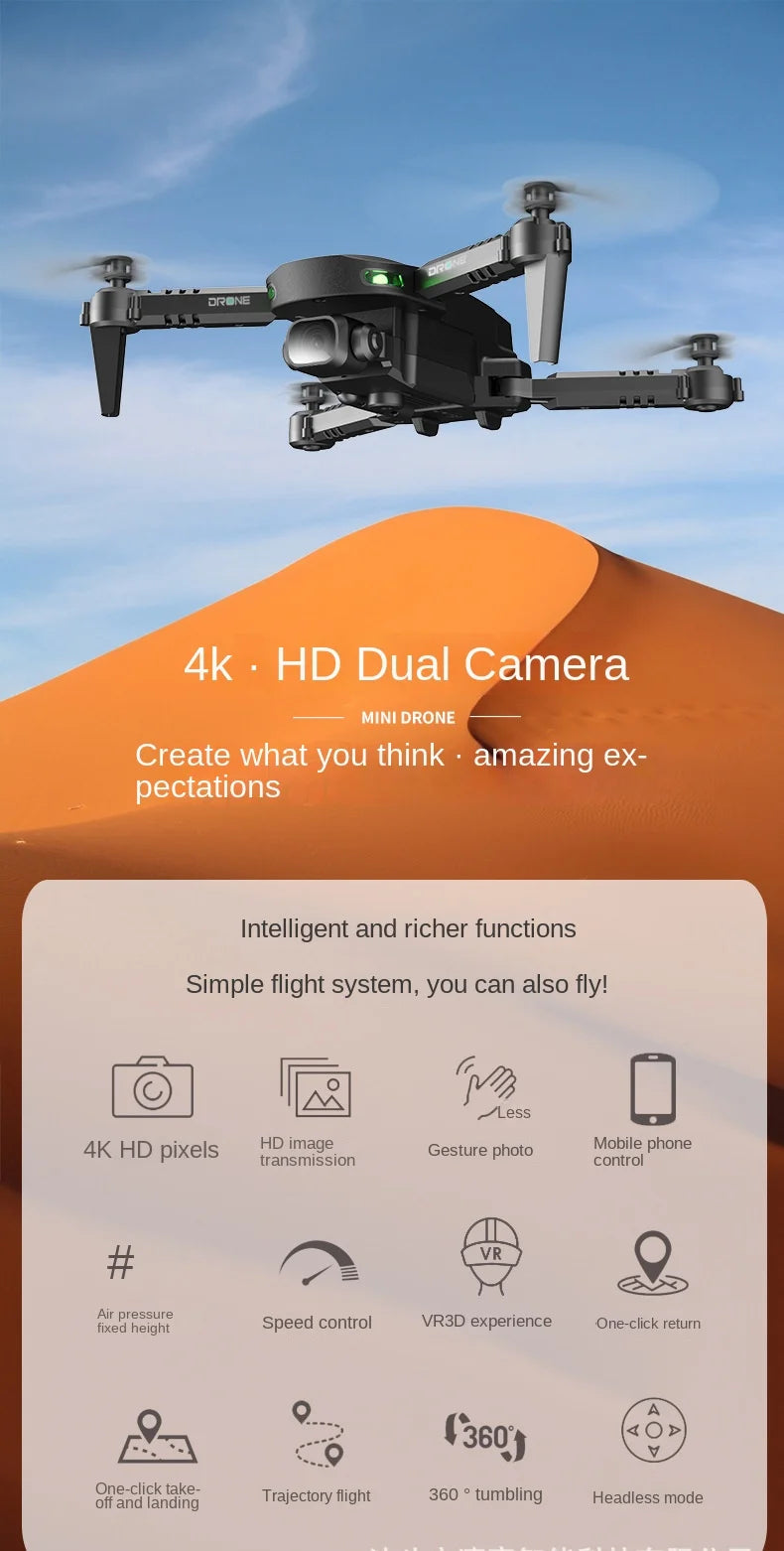 orone 4k hd dual camera mini drone create what you