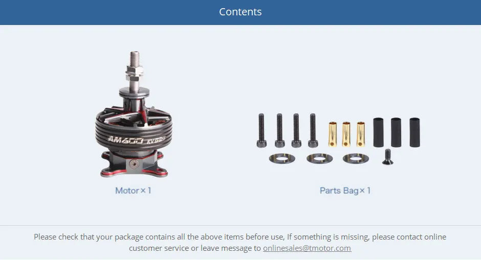 T-MOTOR AM600 Motors - AM Series 525KV Outrunner Brushless Motor For RC FPV Fixed Wing Drone Airplane Aircraft Qua 16 T-MOTOR, amACA Motorx 1 Parts Bagx 1 check that your 'package contains all