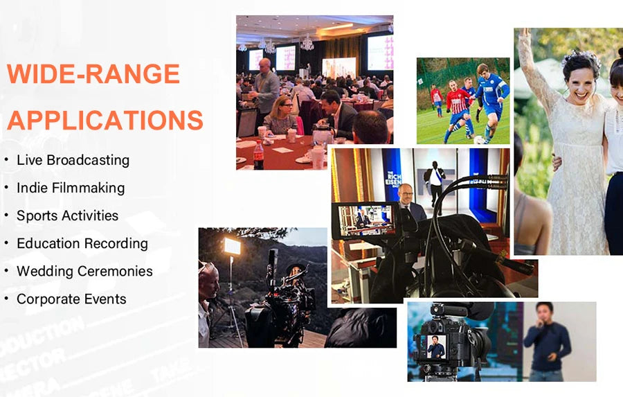 300m Long Distance Wireless Transmission, WIDE-RANGE APPLICATIONS Live Broadcasting Indie Filmmaking Sports