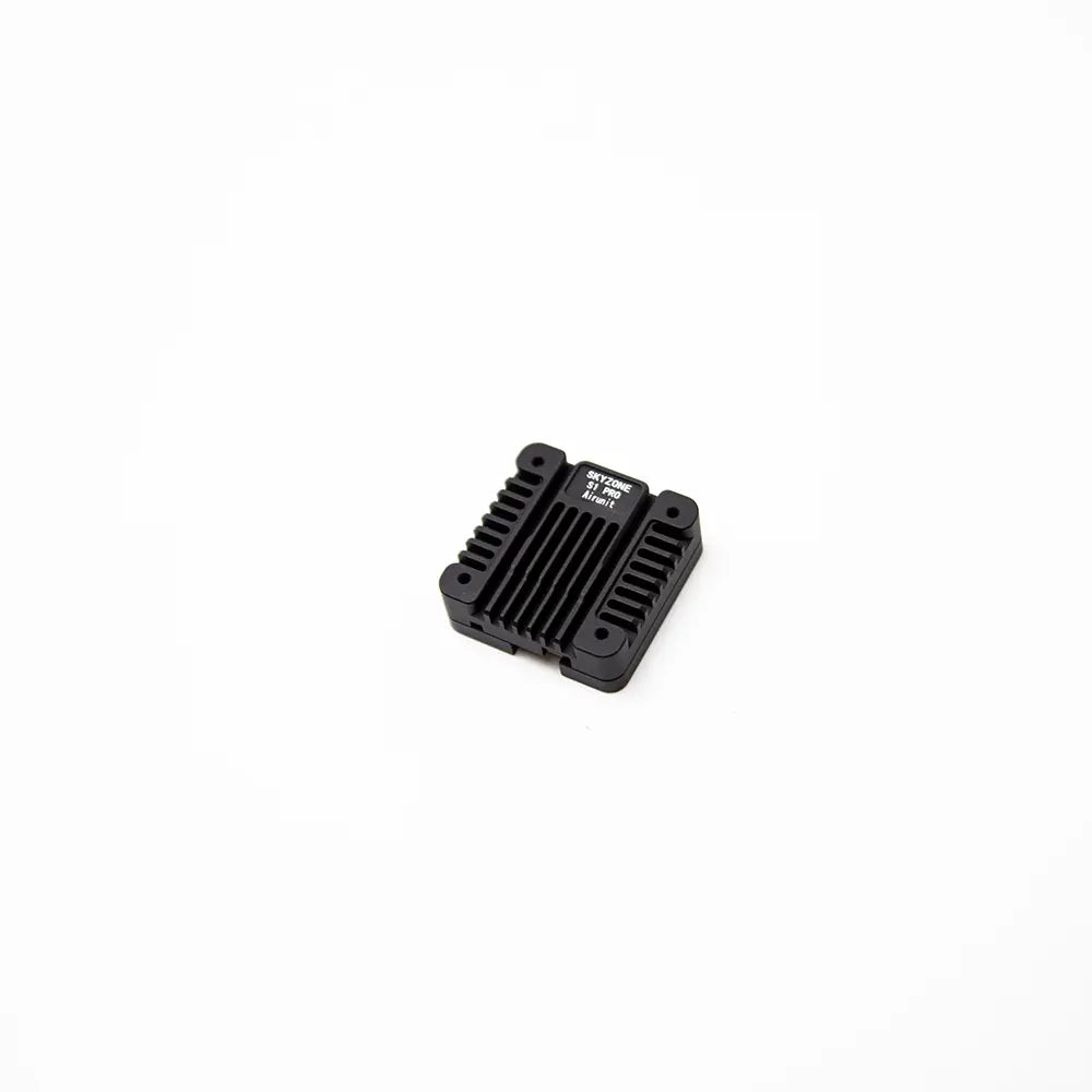 Top view of finned SKYZONE S1 PRO air unit VTX module with mounting holes and ID label