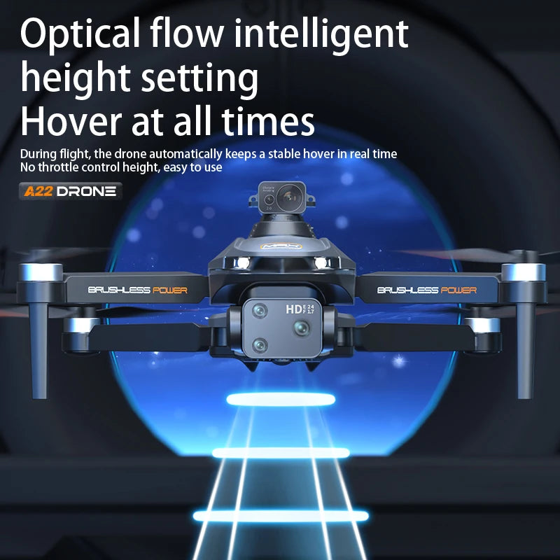 The A22 Drone has optical flow technology that allows for stable hovering and automatic height control.