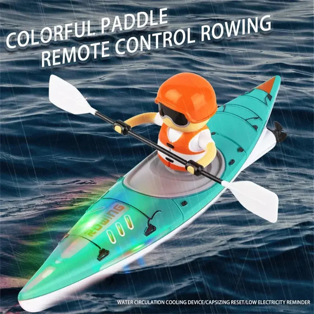 HC-810 RC Boat, RC boat with 2.4GHz 4-channel, 15km/h speed, brushed motor, LED lights, and up to 30m range control.