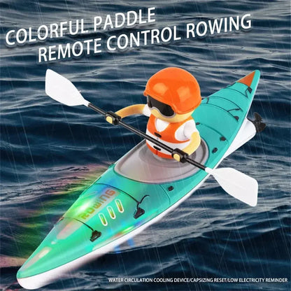 HC-810 RC Boat, RC boat with 2.4GHz 4-channel, 15km/h speed, brushed motor, LED lights, and up to 30m range control.