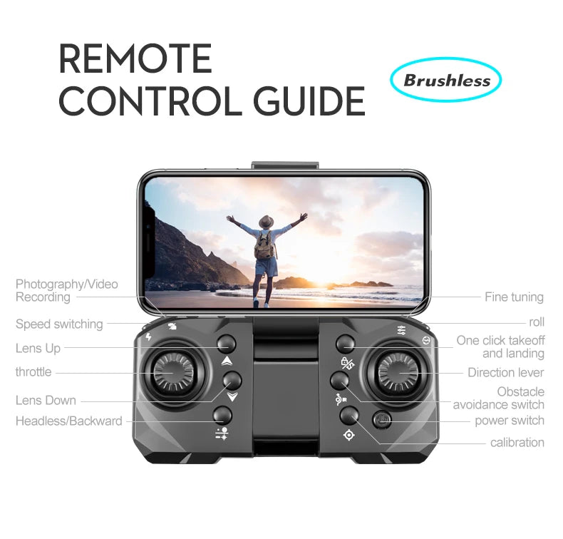 S8S Drone, REMOTE Brushless CONTROL GUIDE PhotographyNVideo Recording Fine Speed switching roll