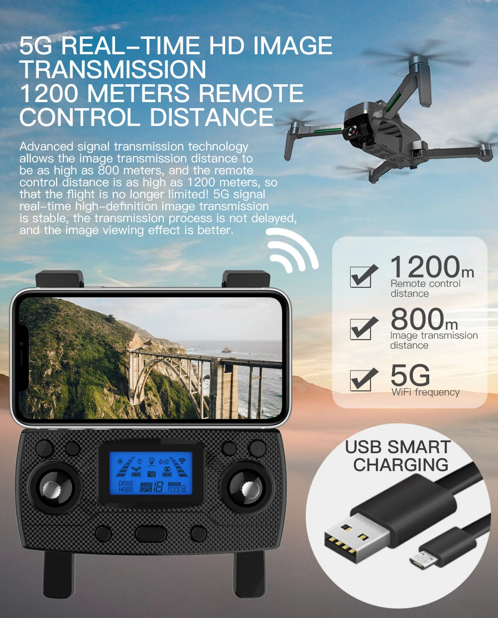 HGIYI SG906 MAX2 Drone - 5000mAH GPS 4K HD Professional Camera with 3-Axis Gimbal 360 Obstacle Avoidance 906 MAX Brushless Quadcopter Professional Camera Drone 108 HGIYI SG906 MAX2 Drone, 5G REAL-TIME HD IMAGE TRANSMISSION 1200 METERS