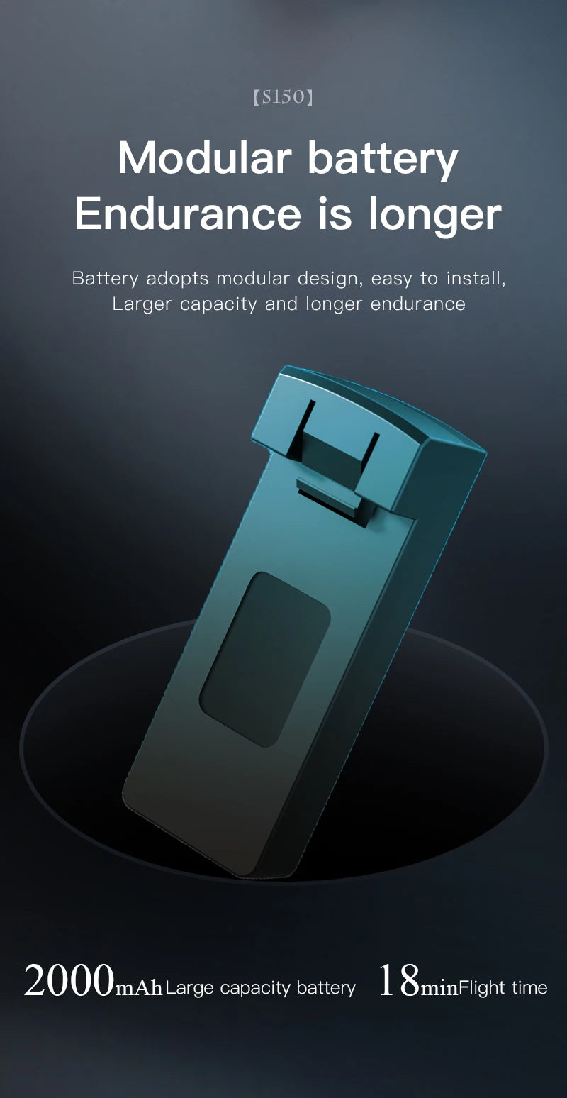 S150 Drone, longer battery adopts modular design, easy to install, larger capacity and