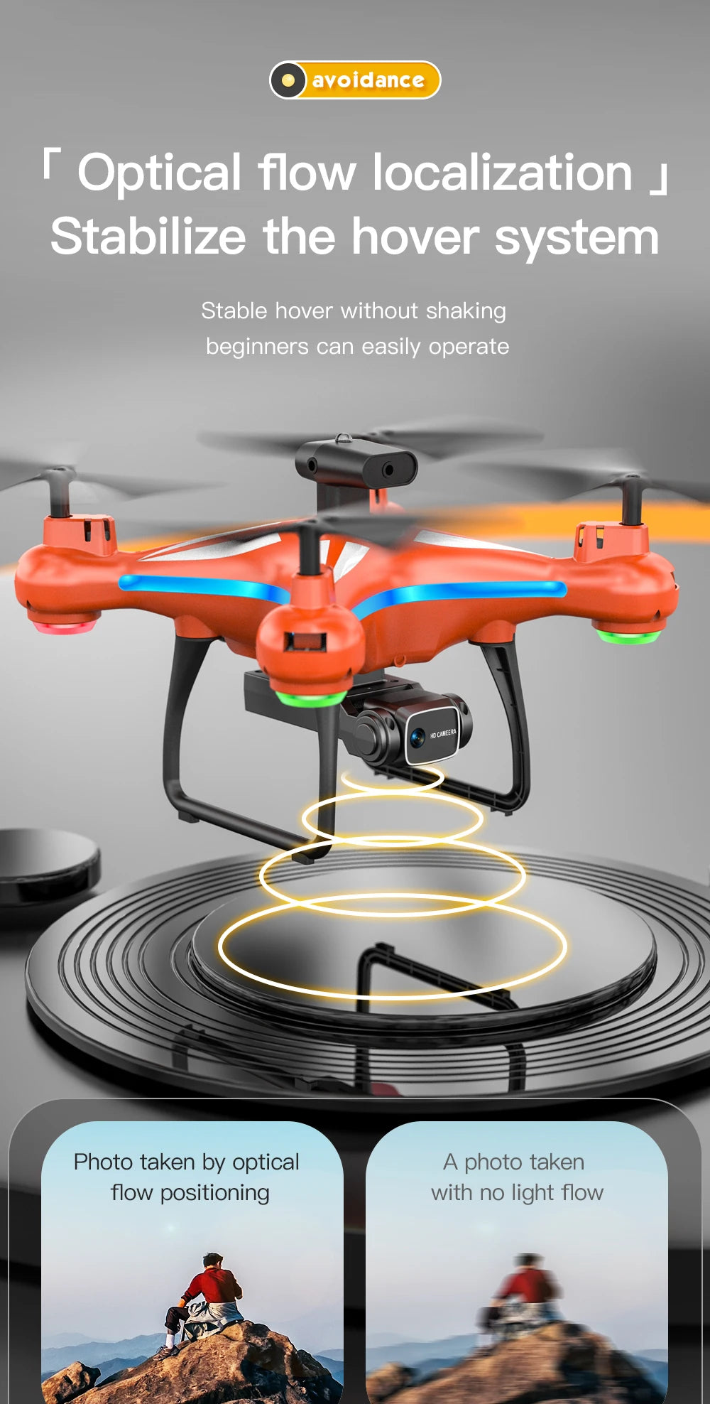 AE11 Drone, optical flow localization stabilize the hover system stable hover without shaking beginners can