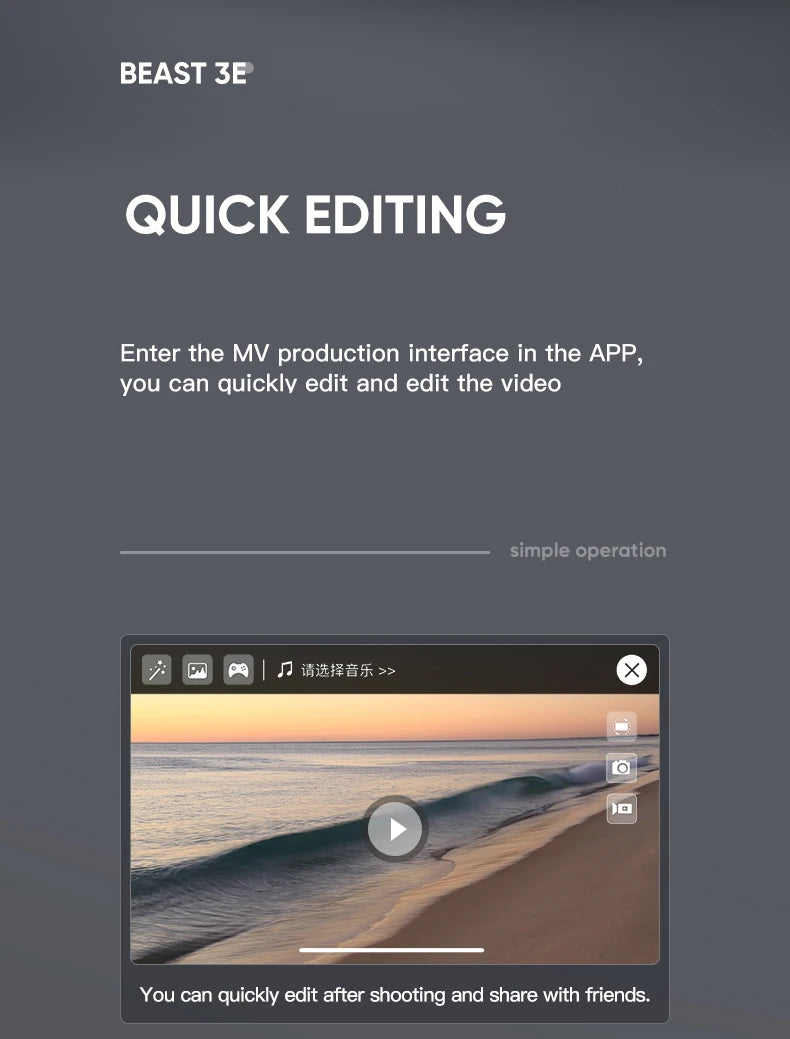 HGIYI SG906 MAX2 Drone - 5000mAH GPS 4K HD Professional Camera with 3-Axis Gimbal 360 Obstacle Avoidance 906 MAX Brushless Quadcopter Professional Camera Drone 63 HGIYI SG906 MAX2 Drone, MV production interface in the APP, you can quicklv edit and edit the video