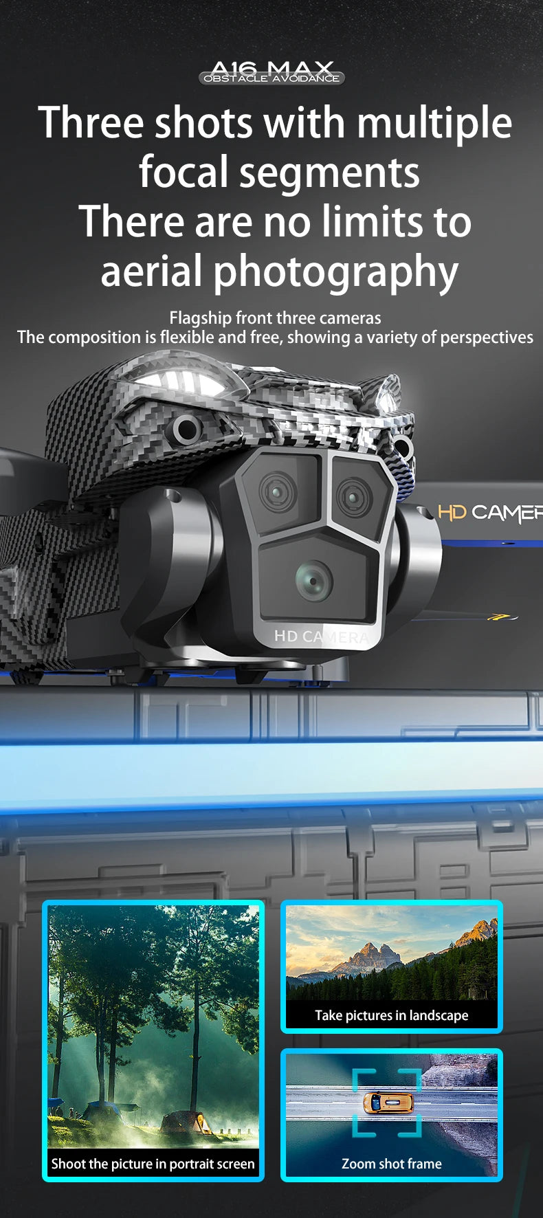 A16 MAX Drone - 4K Profesional GPS FPV Dual HD Camera Drones With Brushless Motor 5G WiFi RC Quadcopter Toys VS SG108 Pro KF102 16 A16 MAX Drone, gbs16 nedaxe three shots with multiple