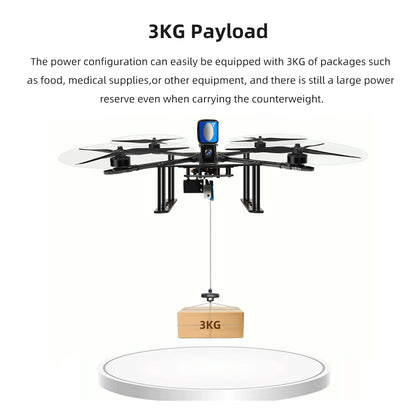 The RadioLink M435 drone carries 3kg payloads, such as food and medical supplies, and has ample power reserve.