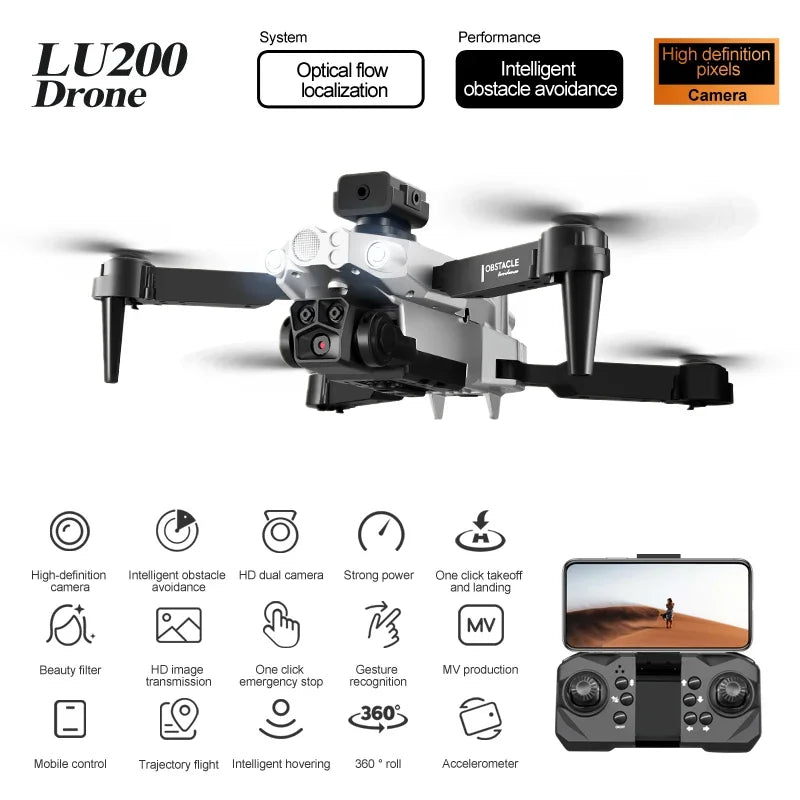 LU200 Drone - 8K GPS Professional Aerial Photography WIFI Optical Flow Localization Four-way Obstacle Avoidance Quadcopter 19 LU200 Drone, lu2oo optical flow intelligent high-deeis