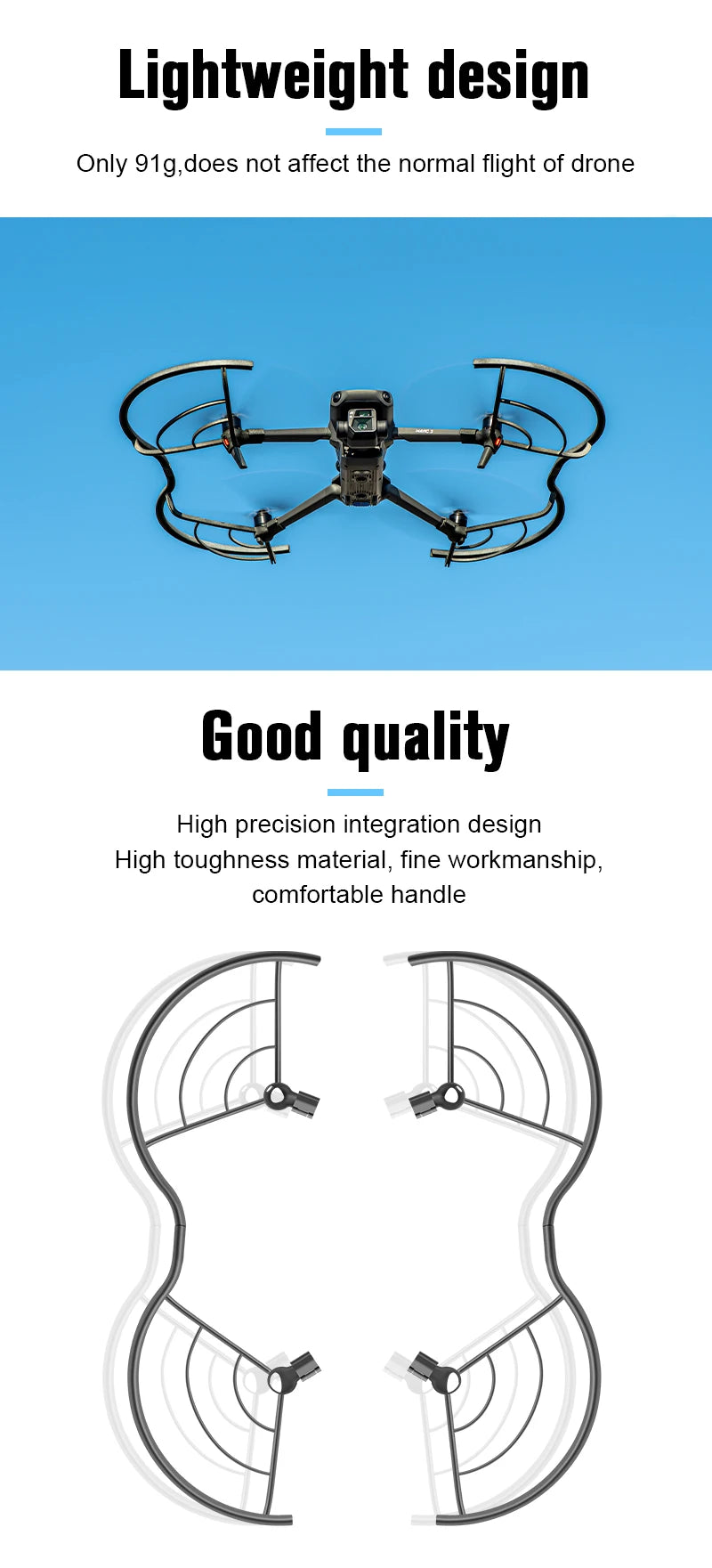 Lightweight design Only 91g,does not affect the normal flight of drone