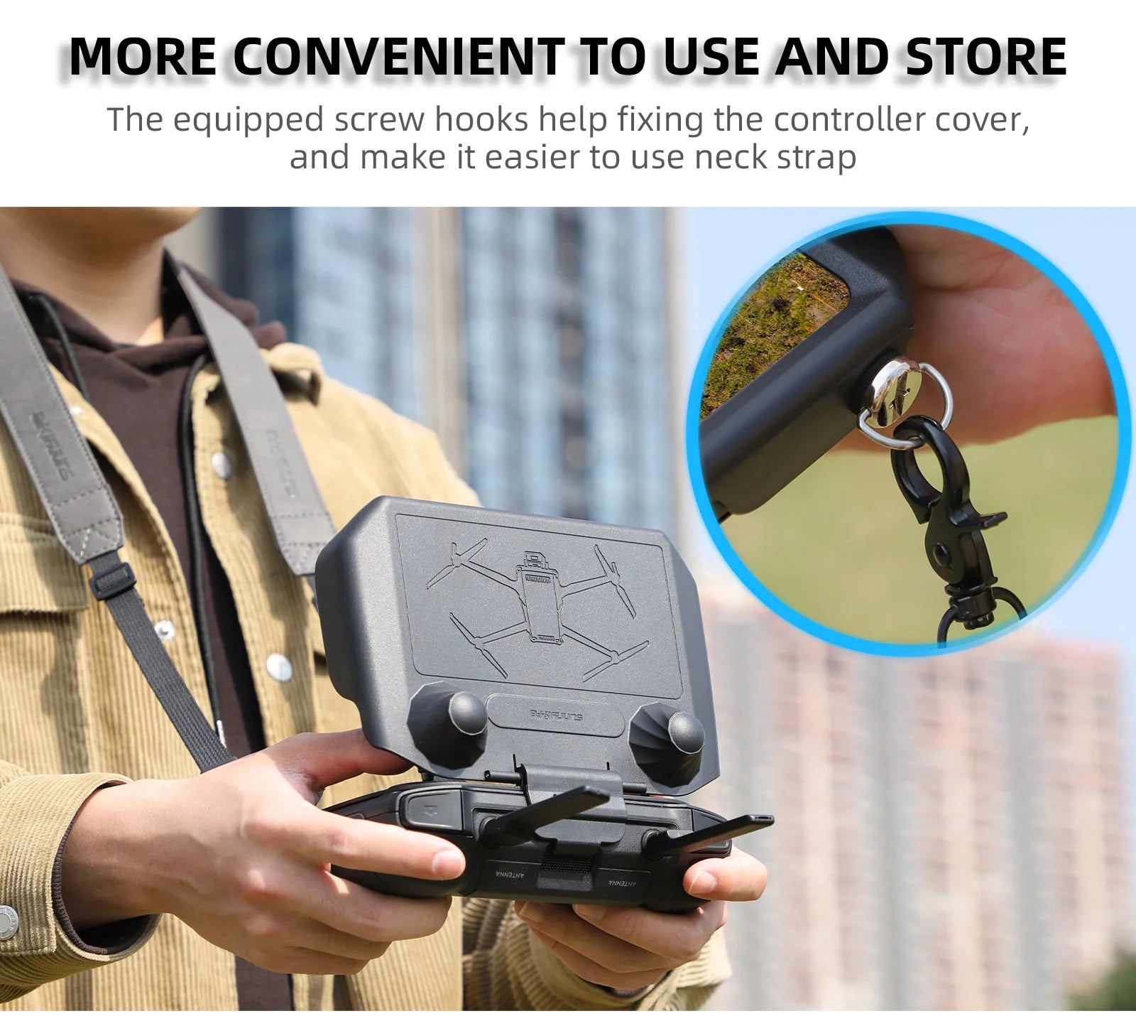 Remote Controller Sun Hood for DJI RC PRO Remote Cover for DJI Mini 3 Pro RC Controller Case Lanyard Accessories 21 screw hooks help fixing the controller cover, and make it easier to use neck strap .