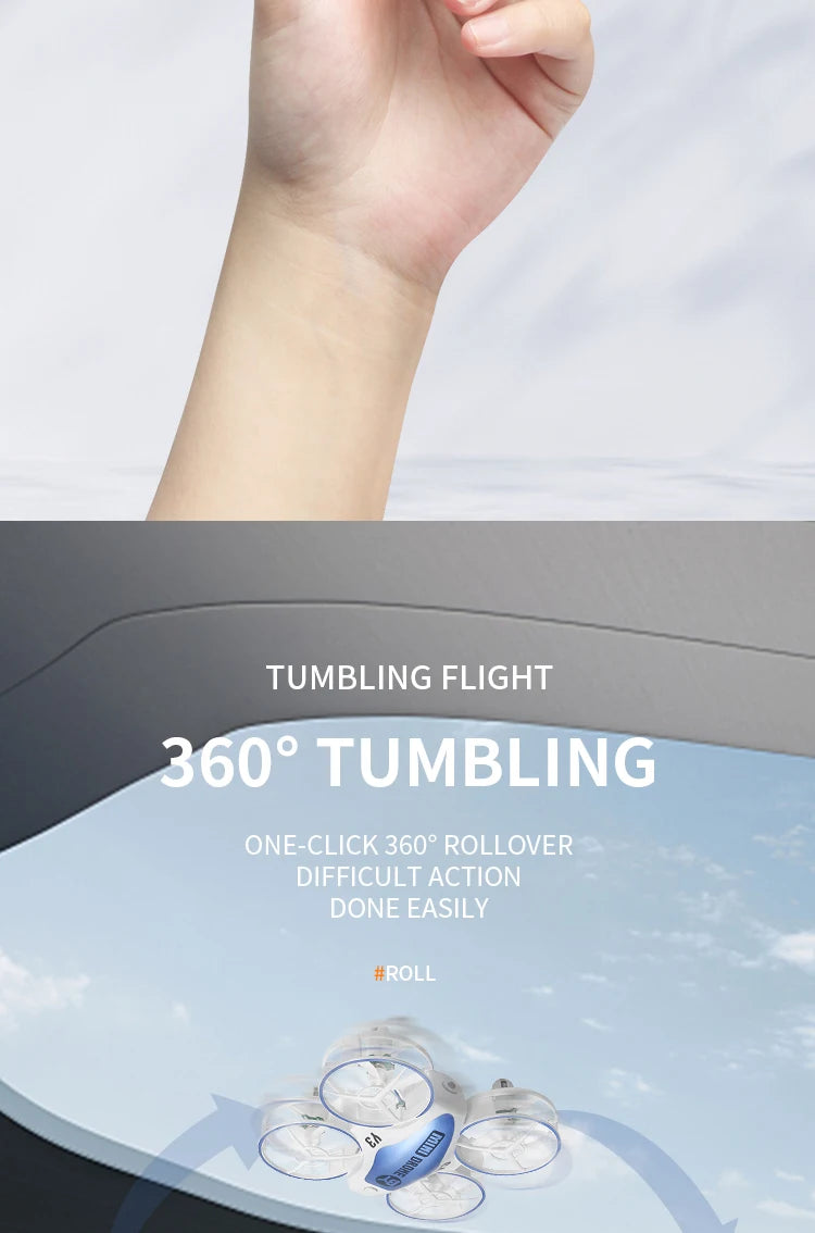 Y3 Mini Ufo Quadcopter with Lights - Remote Control Helicopter Aircraft Dron Drones Children's Toys for Boys 14 tumbling flight 3600 one-click 360" rollover difficult