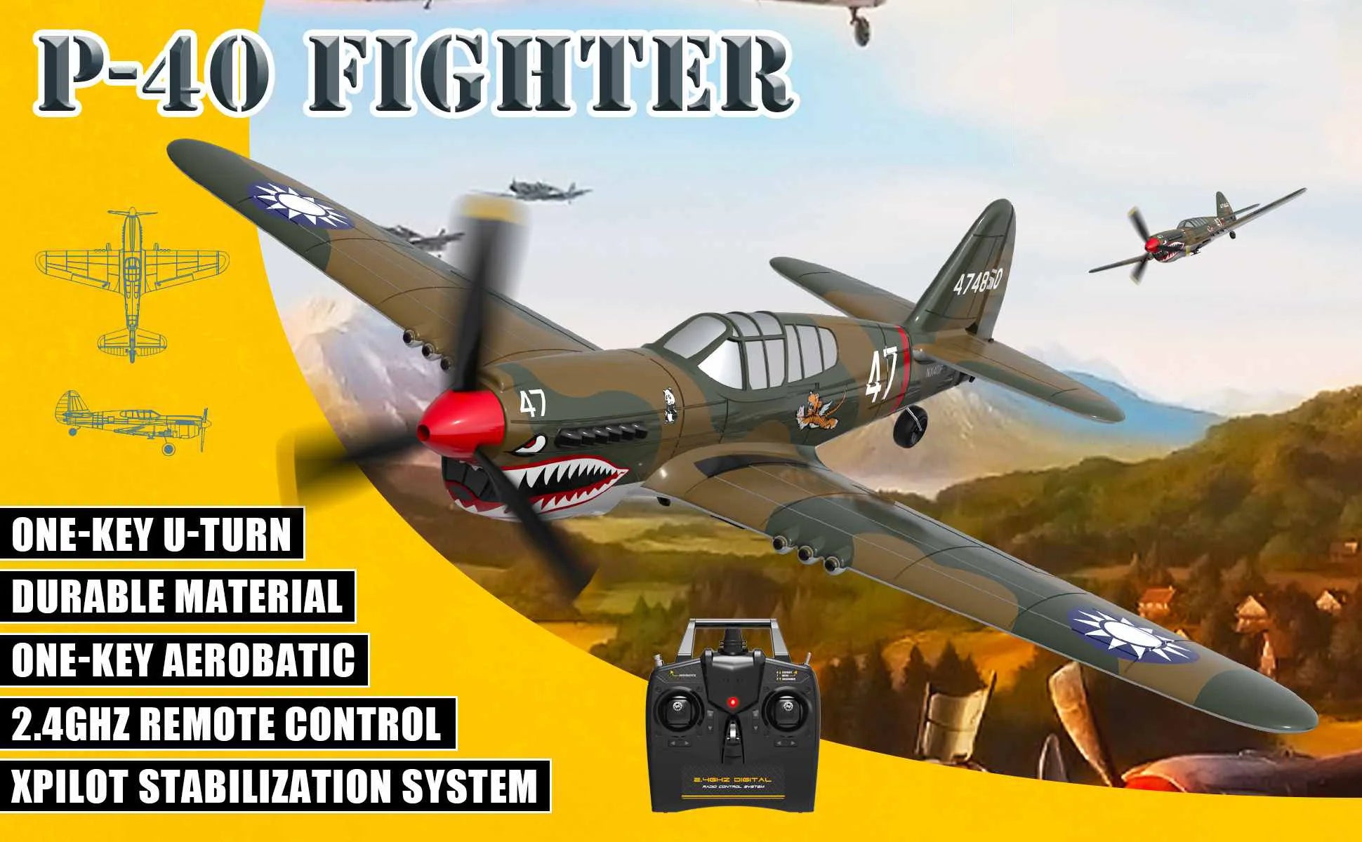 EPP 400mm RC Plane, FIGHIYR 47 41 ONE-KEY U-TURN DURABLE MA