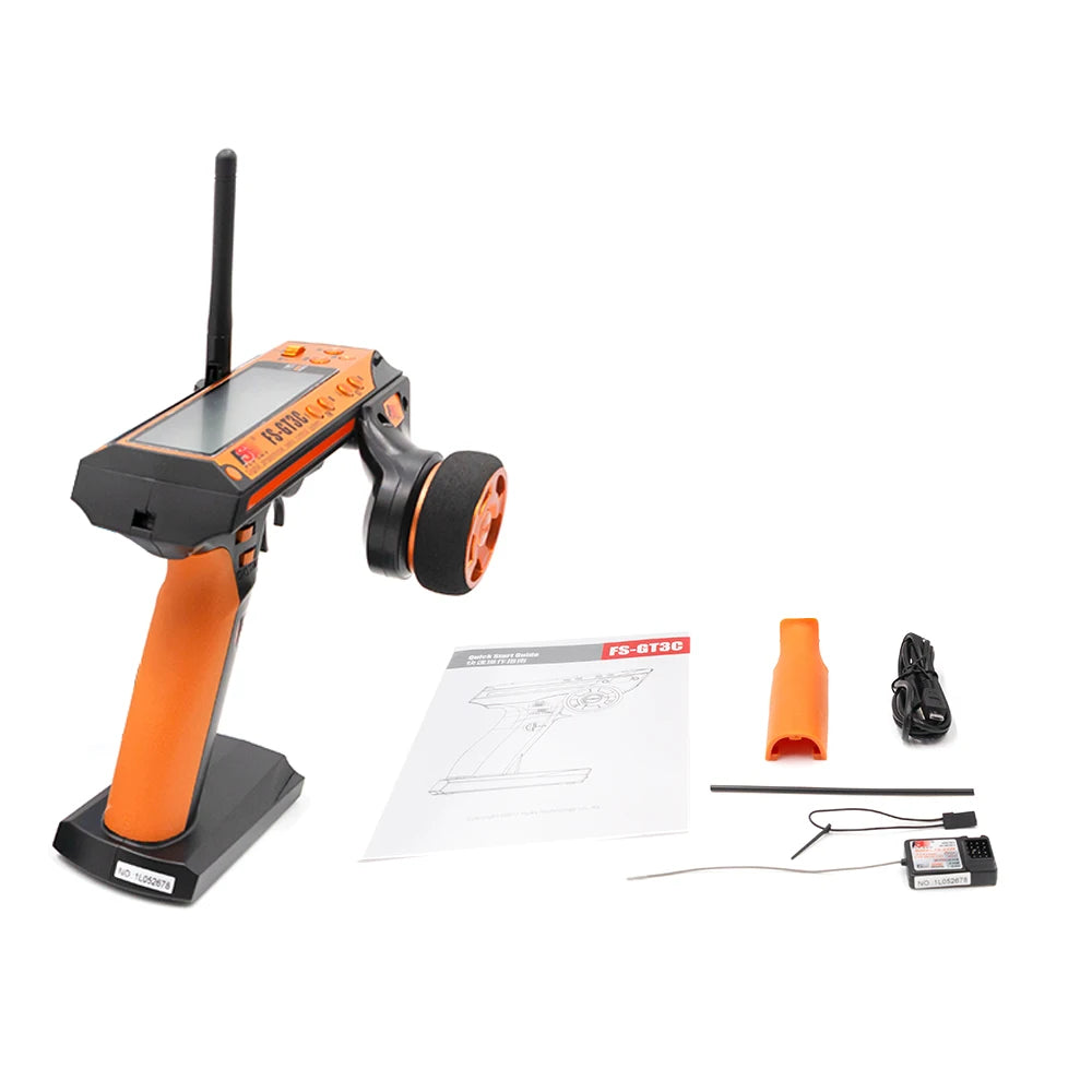 Flysky FS-GT3C 2.4Ghz 3CH Remote Controller LCD Radio Transmitter with FS-GR3E Receiver for RC Car Truck Crawler Boat 15 Flysky FS-GT3C transmitter is powered by a rechargeable
