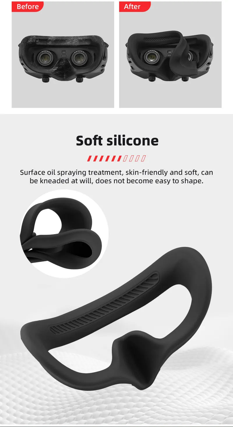 Eye Mask/Pad for DJI AVATA Goggles 2, Before After Soft silicone Surface oil spraying treatment, skin-friendly and soft, can be 