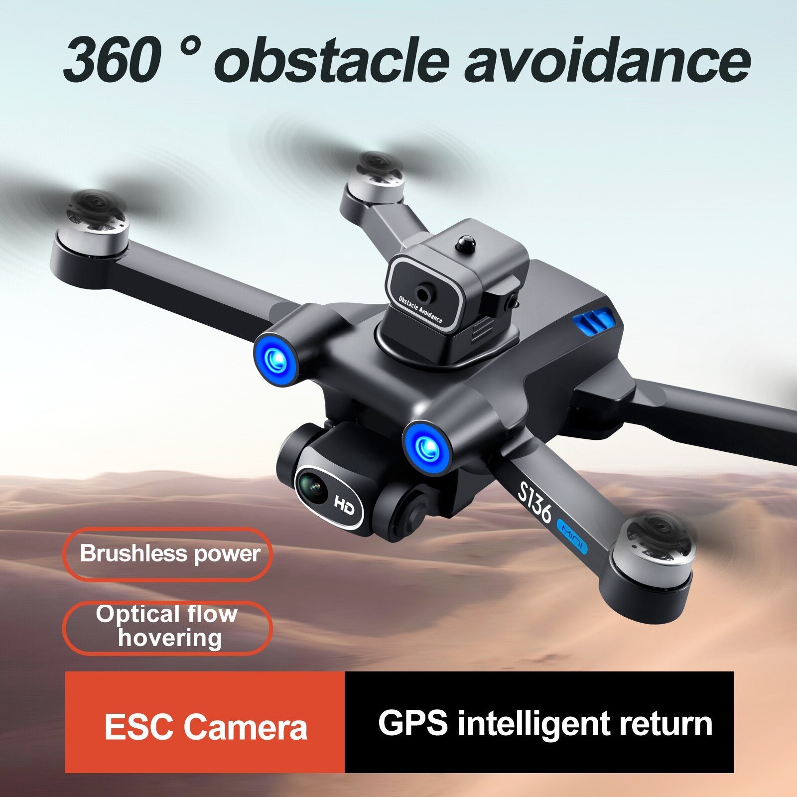 S136 GPS Drone, 0 360 Obstacle avoidance Brushless power Optical