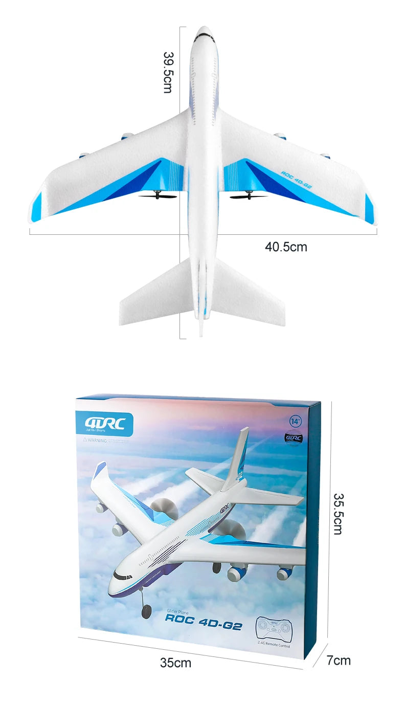 G2 RC airliner Glider, rudder quantity is suitable for beginners to fly.