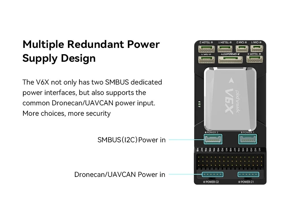 the VbX not only has two SMBUS dedicated power interfaces, but also supports