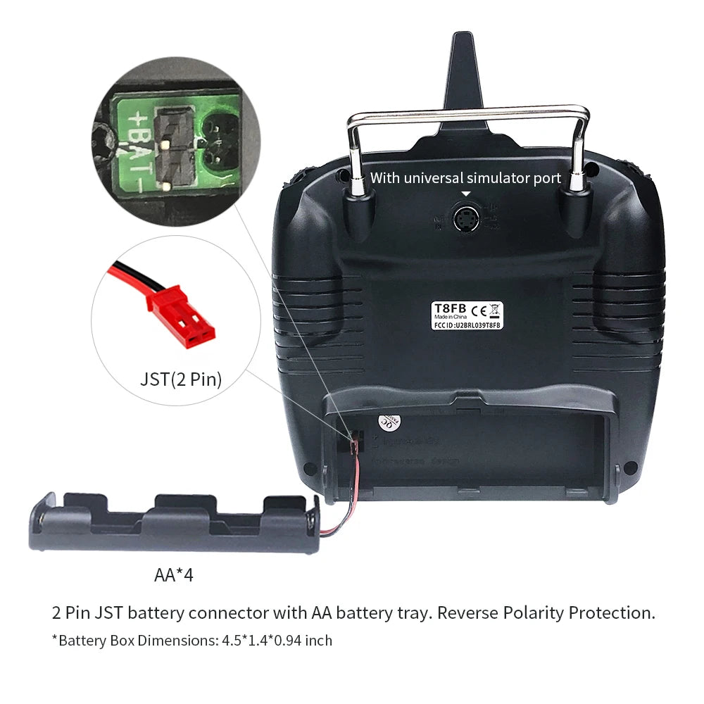AA*4 2 Pin JST battery connector with AA battery tray: Reverse Polar