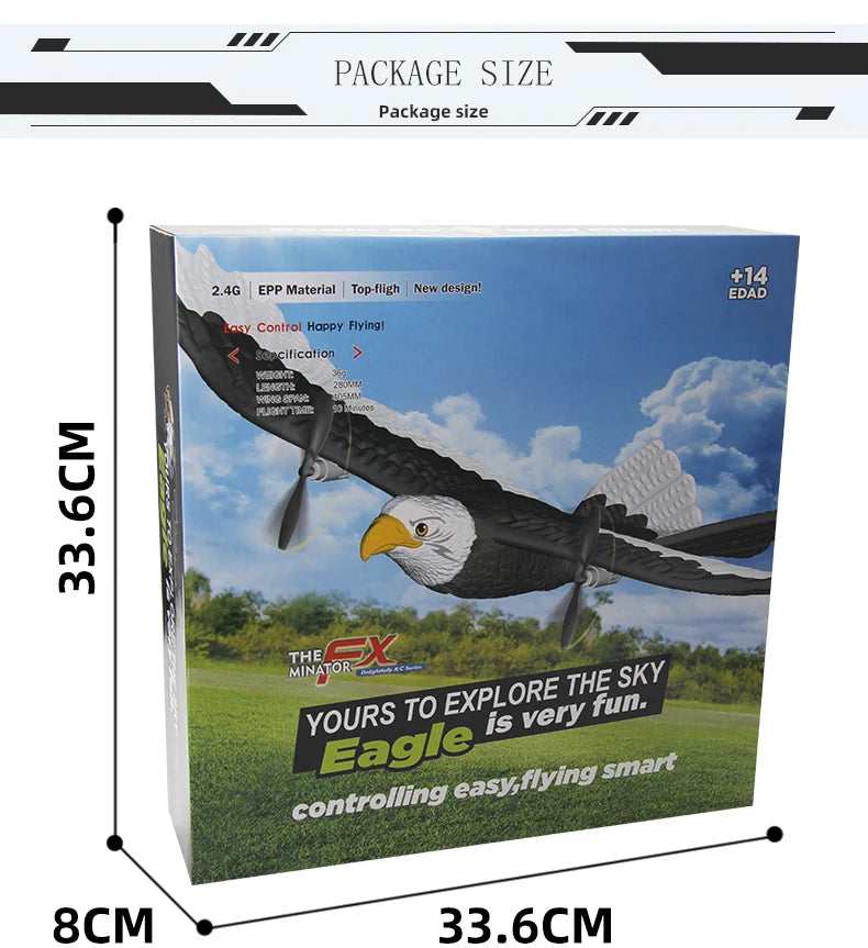 FX651 Simulation Wingspan Eagle Aircraft - 405mm 2.4G Radio Control Remote Control Glider Airplanem RC Foam Plane Toys for Children Boys 35 FX651 Simulation Wingspan Eagle Aircraft, ED1D Control Happy Flying! cilication 2604 84 HOT 1