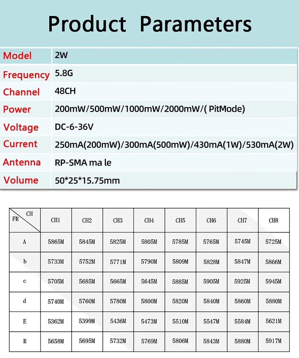 RXCRC 5.8GHz 1W/1.6W/2W FPV VTX, RXCRC Origin : Mainland China Material : Composite Material Recommend