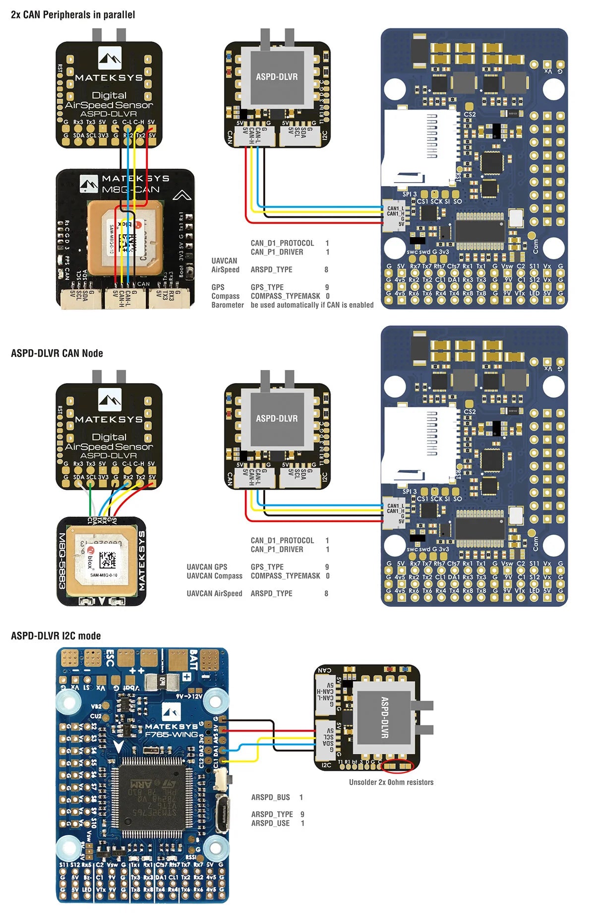 MATEK Mateksys DIGITAL AIRSPEED SENSOR, 2x CAN Peripherals in parallel MATEKSYS ASPD-DLVR