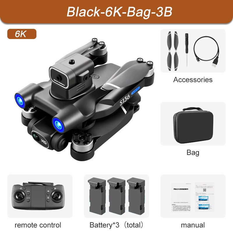 S136 GPS Drone, Black-6K-Bag-3B 6K Accessories remote control