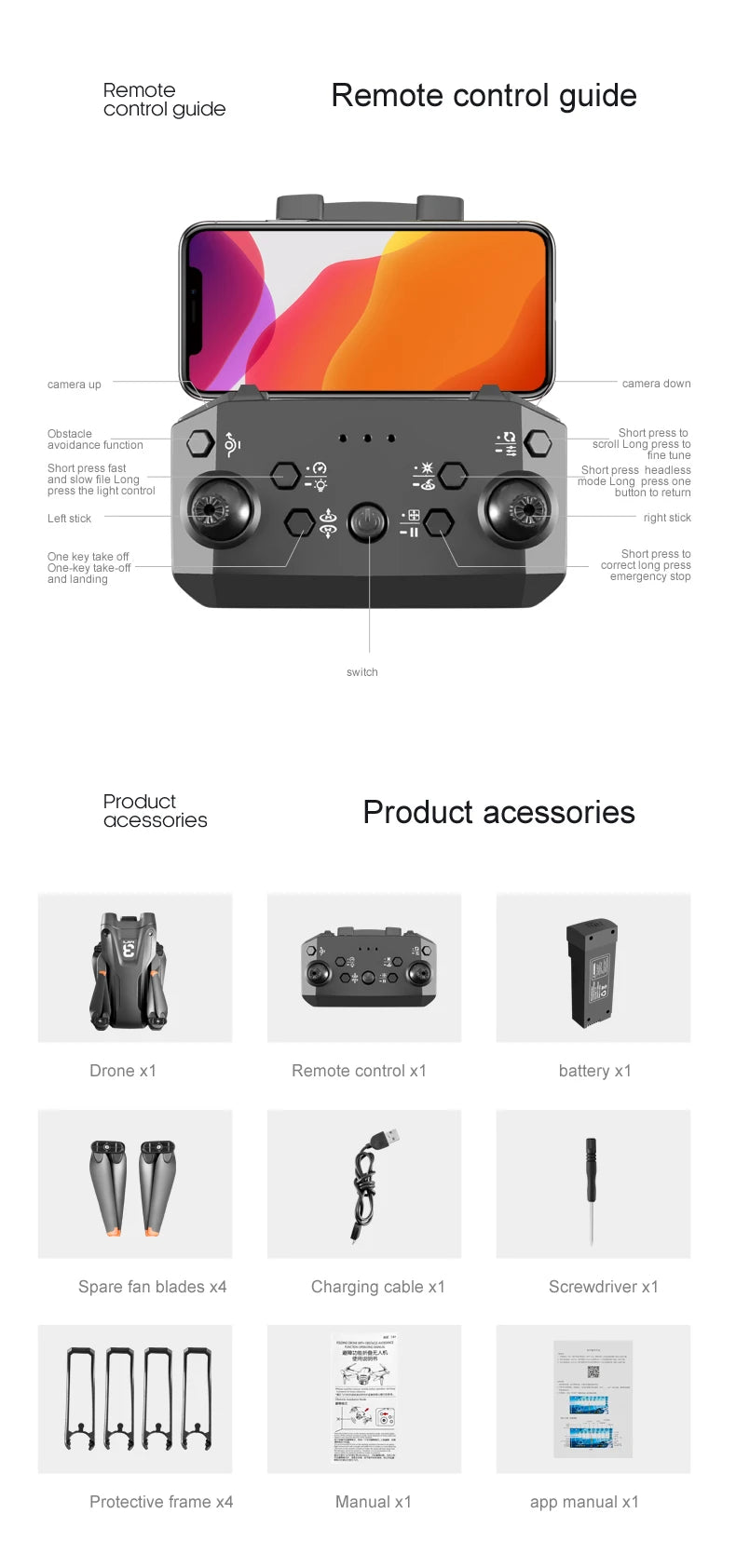 QJ Z908 Drone - Mini Dual4K ESC WIFI FPV Obstacle Avoidance Low Battery Alarm Four-Axis Folding Remote Control Helicopter Toys 41 QJ Z908 Drone, renoeguide remote control guide camera up camera dowin obs